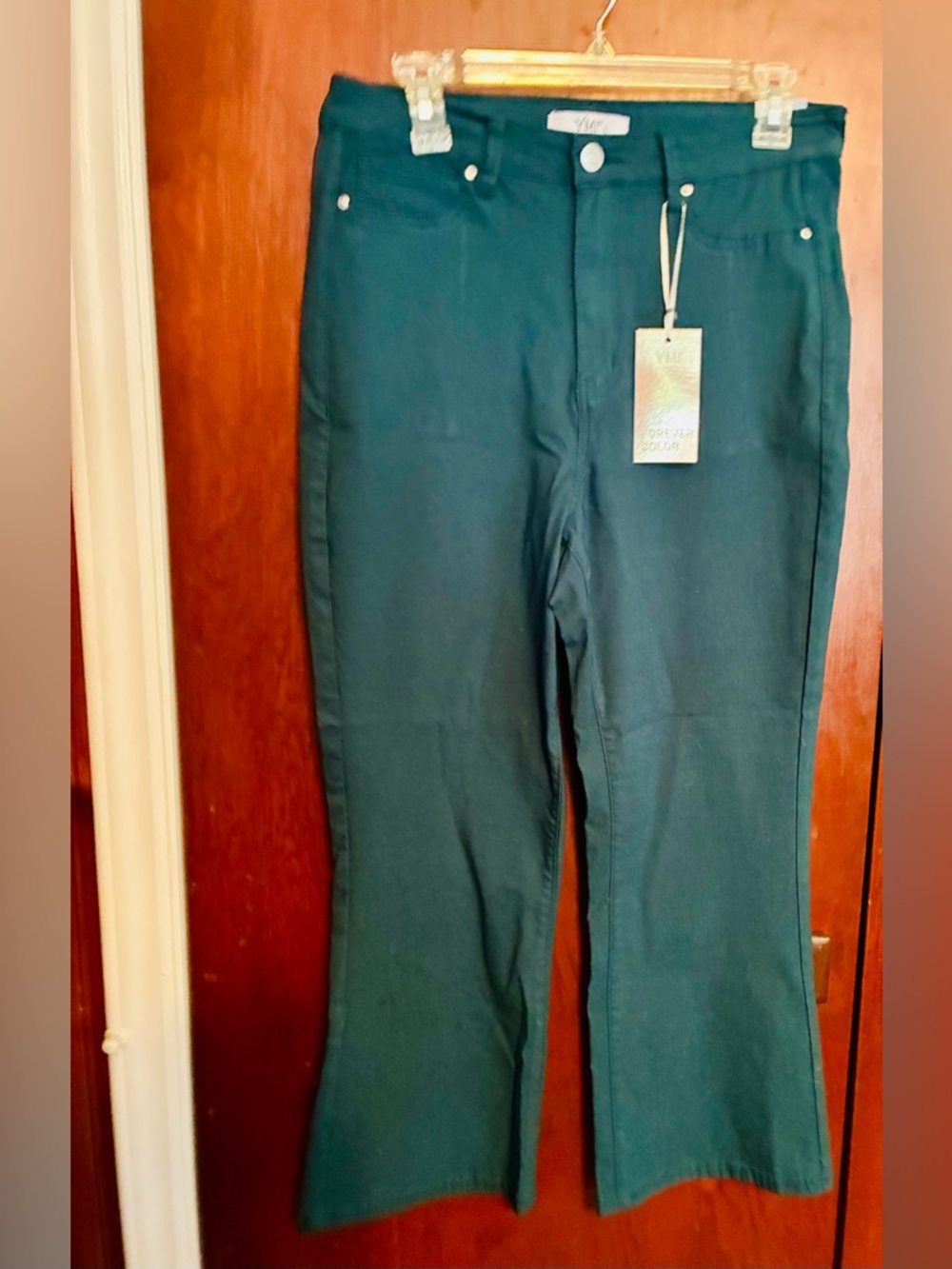 YMI Teal High-Rise Flare Jeans